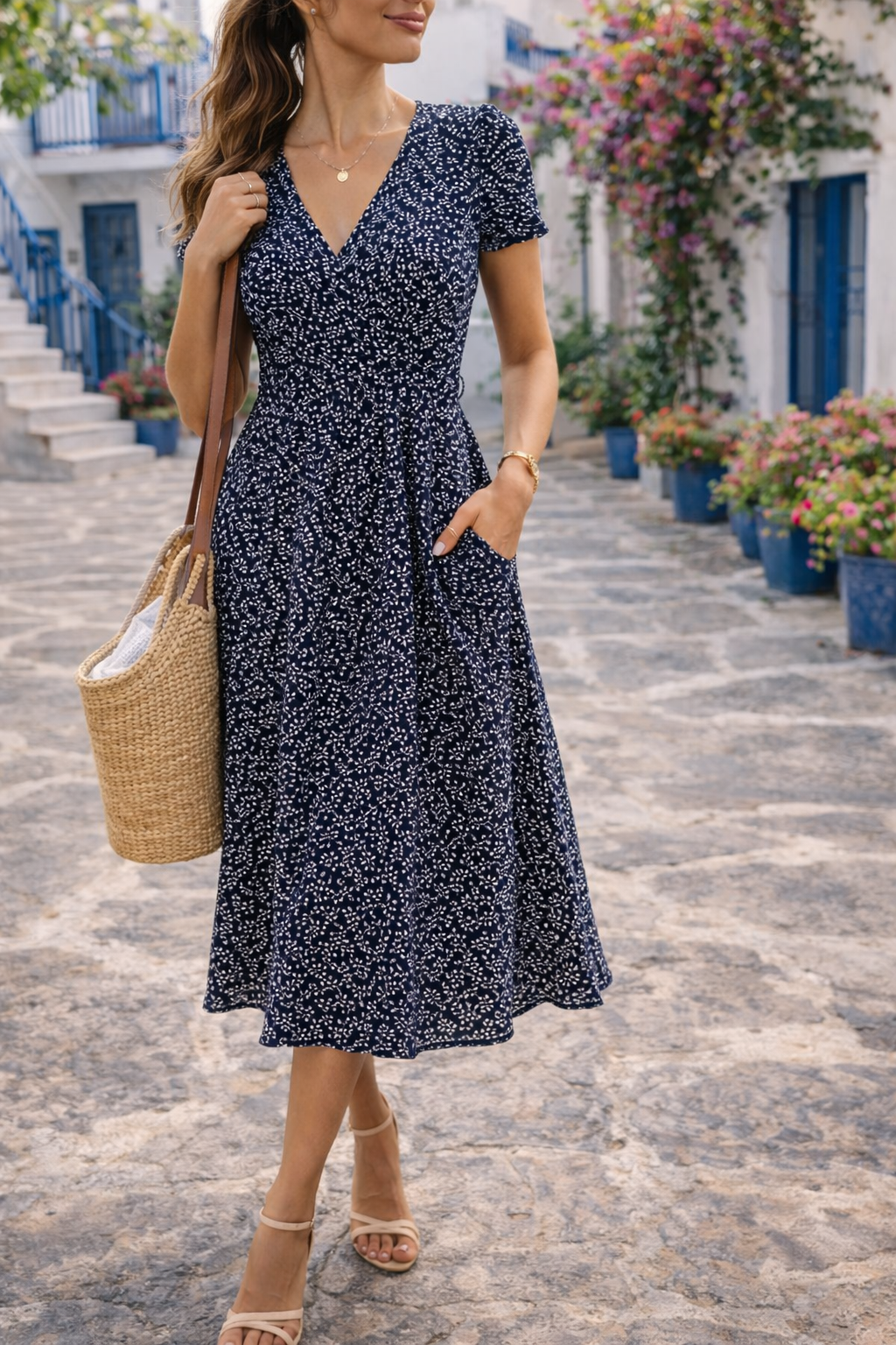 floral midi dress reviews Women's V-Neck – Hudson Claye Size:38 Xlong How Kiddy Smile Broke Bust 34 collection_Everyday