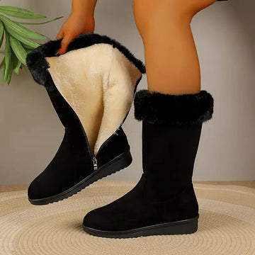 Women's Suede Boots Fur Trim