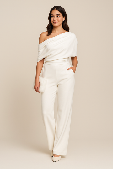 Women's One-Shoulder Jumpsuit Wide Leg