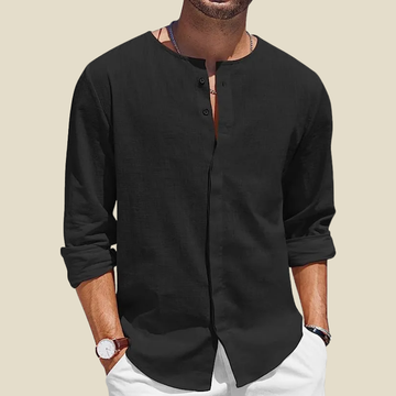 Men's Striped Linen Polo Shirt Relaxed Fit