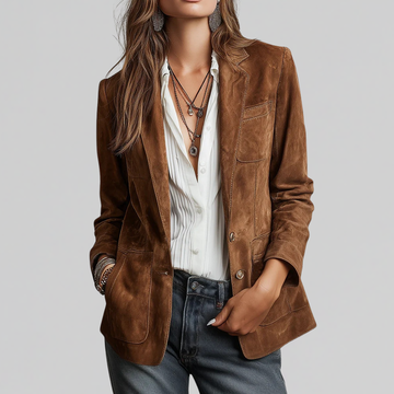 Women's Suede Blazer Relaxed Fit