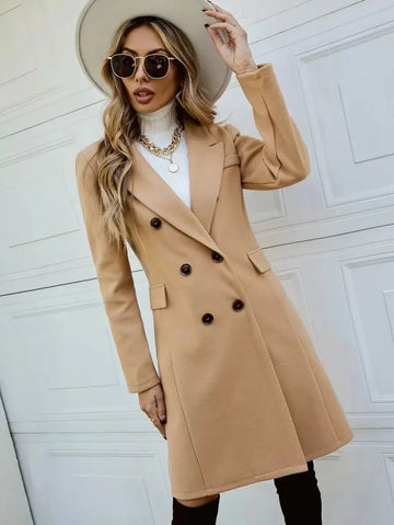Women's Overcoat Double Breasted Knee Length