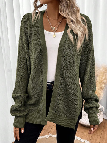 Women's Cardigan Pointelle Knit Relaxed Fit