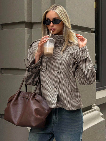 Women's Houndstooth Blazer Oversized