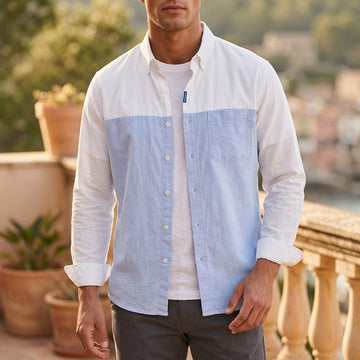 Men's Linen Shirt Colour-Block