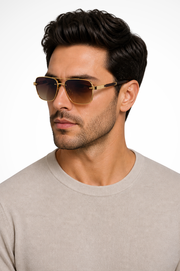 Men's Sunglasses Aviator Square Gold Metal Frame