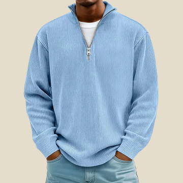 Men's Corduroy Quarter Zip Sweater Relaxed Fit