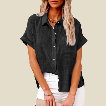 Women's Short-Sleeve Button Down Shirt - Chest Pocket