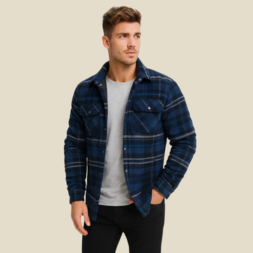 Men's Plaid Flannel Quilted Lined Shirt Jacket