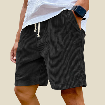 Men's Corduroy Drawstring Shorts - Mid-Thigh Length with Pockets