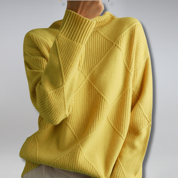 Women's Sweater Diamond Quilted Turtleneck