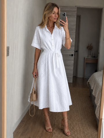 Women's Broderie Anglaise Midi Dress