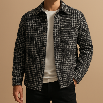Men's Houndstooth Tweed Overshirt Relaxed Fit