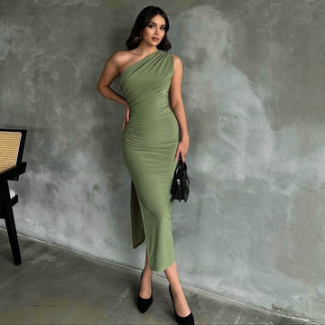 Women's Bodycon Midi Dress One-Shoulder