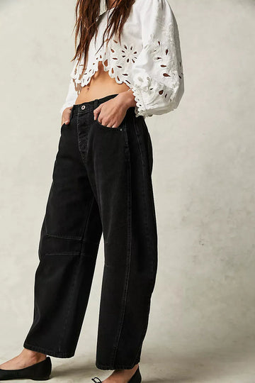 Women's Denim Jeans High-Rise Barrel Leg