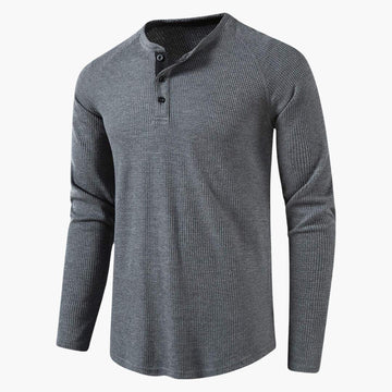 Men's Henley T-Shirt Waffle-Knit Relaxed Fit