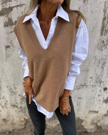 Women's Knitted Vest V-Neck Relaxed Fit