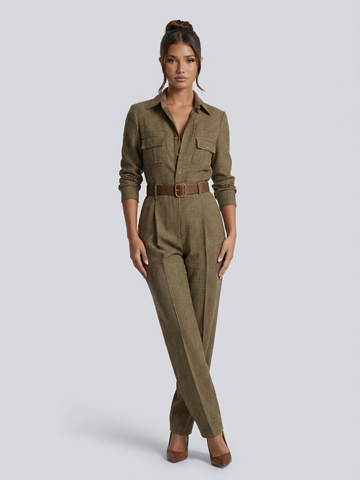 Women's Checkered Jumpsuit Wide Leg