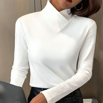 Women's Turtleneck V-Detail Fitted