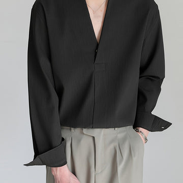 Men's Ribbed V-Neck Shirt Relaxed Fit
