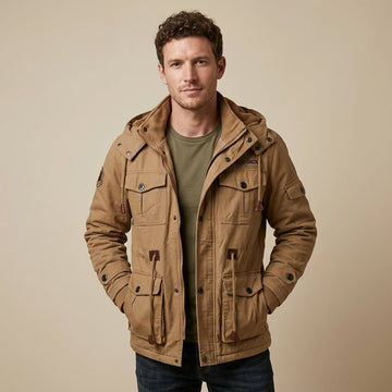 Men's Zip-Up Hooded Jacket with Chest Pocket and Elasticated Cuffs