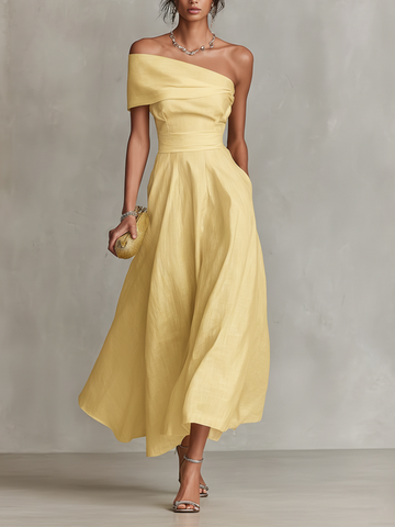 Women's Off-Shoulder Maxi Dress Linen