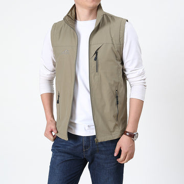 Men's Sleeveless Zip-Up Waistcoat with Zipped Pockets