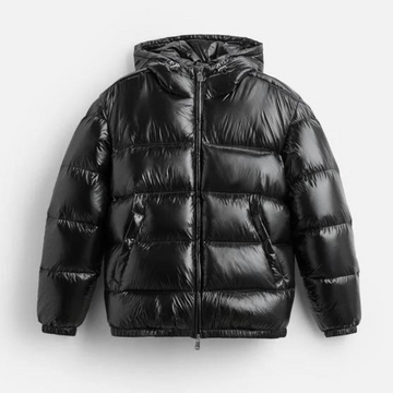 Men's Puffer Jacket Hooded Glossy