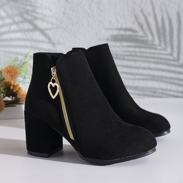 Women's Suede Ankle Boots Block Heel