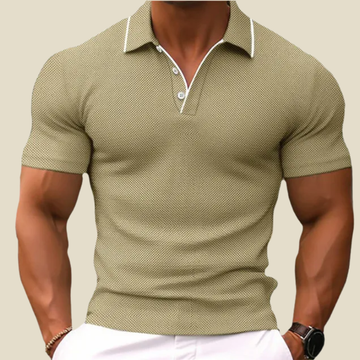 Men's Polo Shirt - Short Sleeve - Contrast Collar Trim