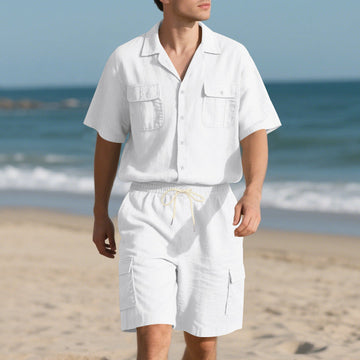 Men's Linen Two-Piece Set Cargo