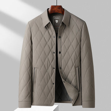 Men's Diamond Quilted Collared Jacket with Zip Pockets
