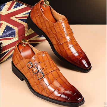 Men's Double Monk Strap Dress Shoes - Square Toe Oxford