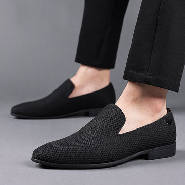 Men's Knit Slip-On Loafers with Pointed Toe - Casual Style
