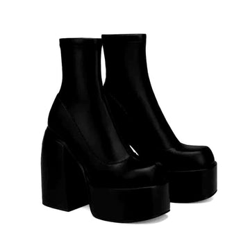 Women's Platform Ankle Boots Chunky Block Heel