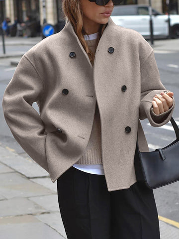 Women's Wool Pea Coat Relaxed Fit