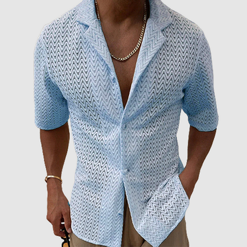 Men's Open-Weave Knit Shirt Relaxed Fit