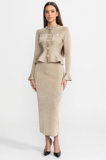 Women's Shimmer Knit Two-Piece Set Peplum