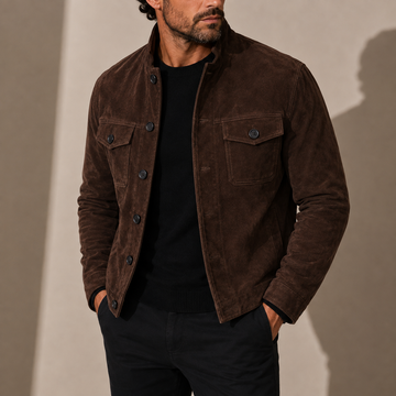 Men's Suede Jacket Stand Collar