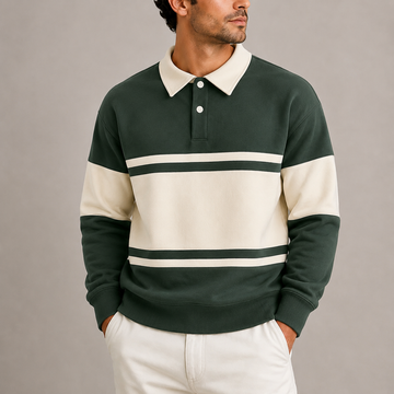 Men's Striped Polo Sweatshirt Relaxed Fit
