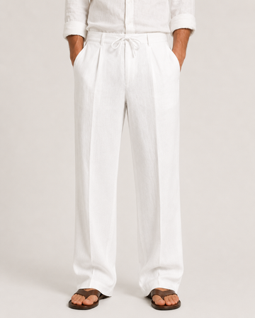 Men's Linen Trousers Relaxed Fit Pleated