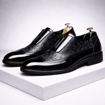Men's Embossed Leather Dress Shoes Slip-On