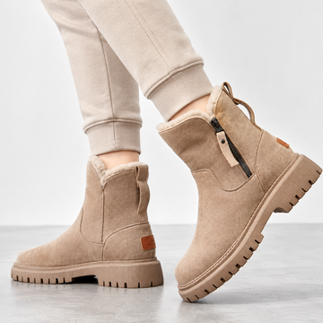 Women's Suede Ankle Boots Faux Fur Lined Chunky Sole