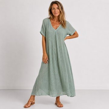 Women's Cotton Maxi Dress V-Neck