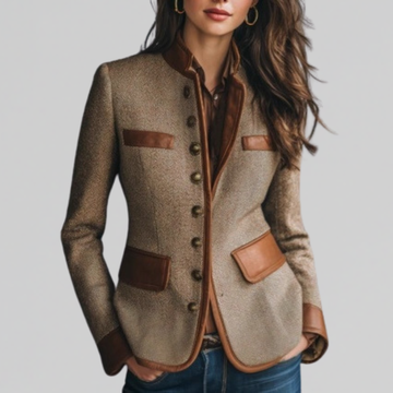Women's Tweed Blazer Contrast Trim
