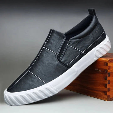 Men's Slip-On Loafers - Contrast Stitching - Elasticated Panels