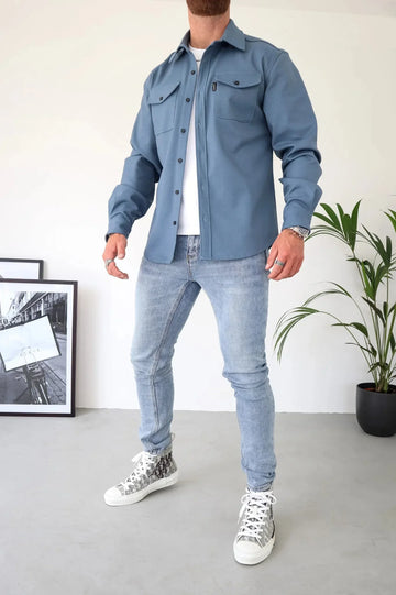 Men's Dual Chest Pocket Overshirt - Long Sleeve - Button Front