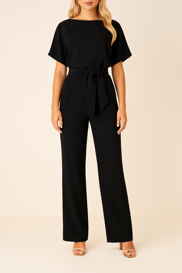 Women's Round Neck Batwing Sleeve Wide-Leg Jumpsuit