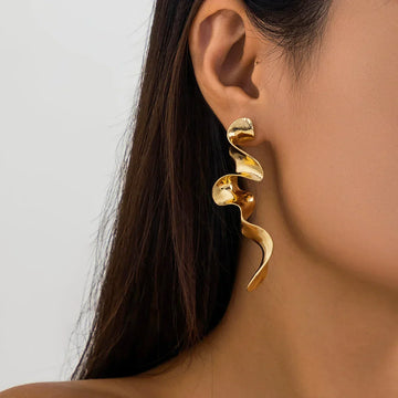 Women's Gold-Tone Drop Earrings Sculptural Twist