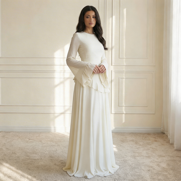 Women's Maxi Dress Flared Ruffle Sleeves